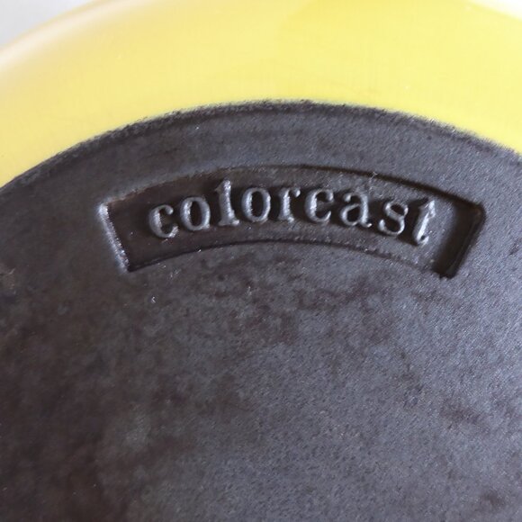 VINTAGE 11” SKILLET WATERFORD IRELAND COLORCAST YELLOW ENAMEL CAST IRON SKILLET - Picture 10 of 15
